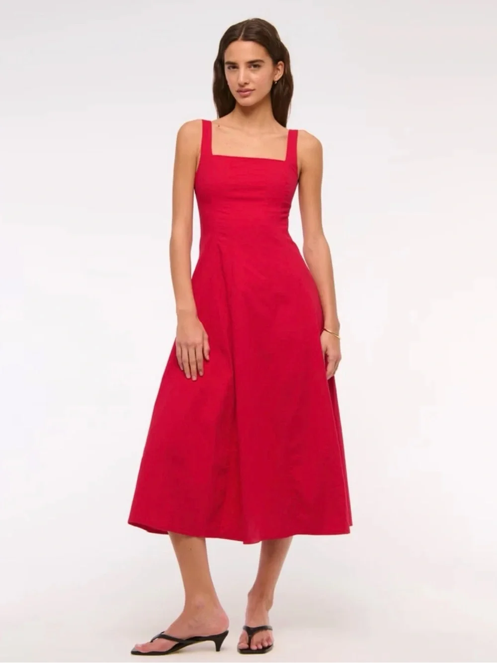 Abercrombie & Fitch Mila Stretch Midi Dress Red XXL Plus Size NWT